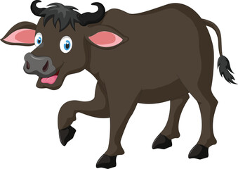 Cute Buffalo cartoon vector illustration