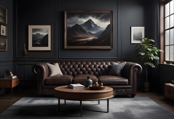 Frame mockup, ISO A paper size. Bedroom poster mockup. Modern interior design. Living room Interior mockup with house background. 3D render