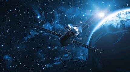 Cutting-Edge Communication Satellite in Synchronous Orbit Over Earth