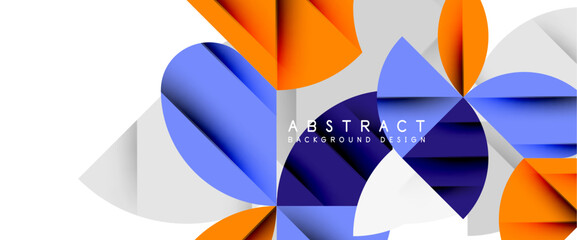 Minimal geometric elements on white. Petals, round triangles, star