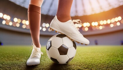 Fu&szlig;baller mit Bein auf Ball