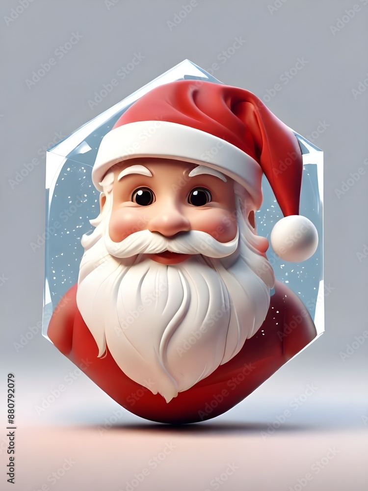 Fototapete cute santa claus face 3d logo on the transparent background created with generative ai