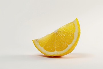 A cut lemon slice on a clean white surface