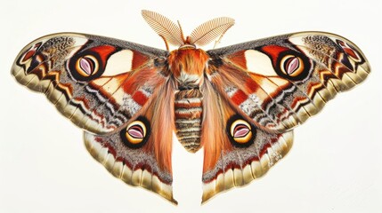 Fototapeta premium Close-up of a moth on a white background, suitable for use in nature or science educational materials