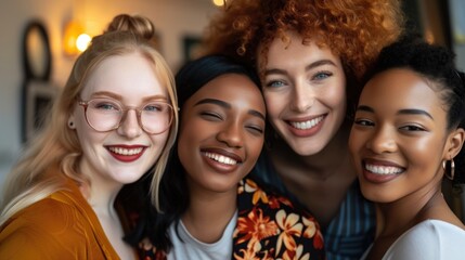 Obraz premium Group of females standing side by side, possibly friends or colleagues