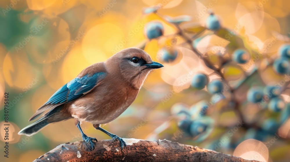 Aufkleber a small bird is sitting on top of a tree branch, looking around