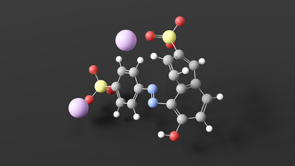 sunset yellow fcf molecule 3d, molecular structure, ball and stick model, structural chemical formula e110