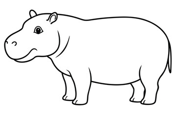 Hippopotamus Line Art Vector Illustration | Cartoon, Clipart & Line Art Design