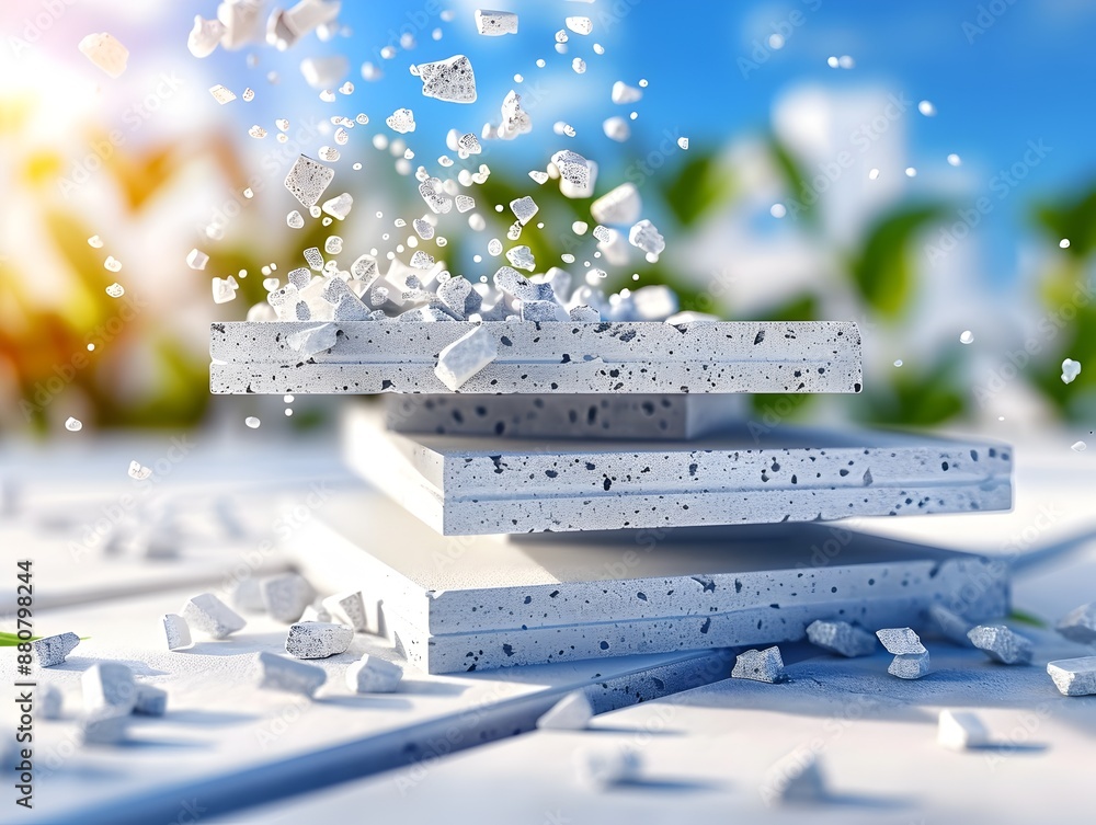 Poster advanced antiviral concrete curing compounds in motion with fluid dynamics and splashes
