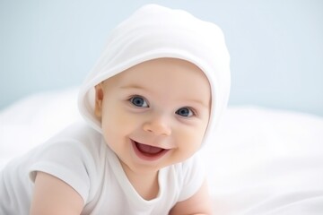 Portrait of happy excited adorable amused cute baby