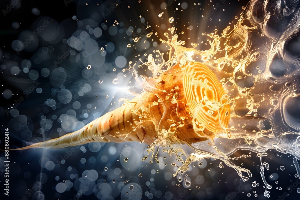Poster surreal parsnip submerged in luminous cerebrospinal fluid