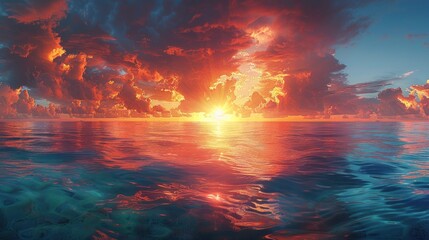 Dramatic Sunset Over the Ocean