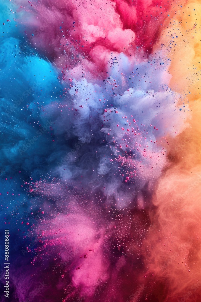 Poster a colorful cloud of powder suspended in the air, great for use in tutorials or demonstrations
