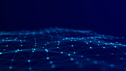 Obraz premium Modern design of network connection structure. Abstract background with interlacing dots and lines. 3D rendering.