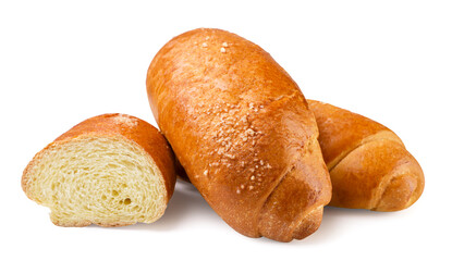 Buns and half close-up on white. Isolated