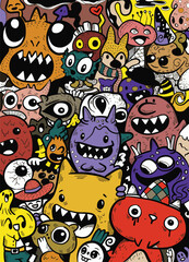 Colorful Cartoon Monster Doodle Collection