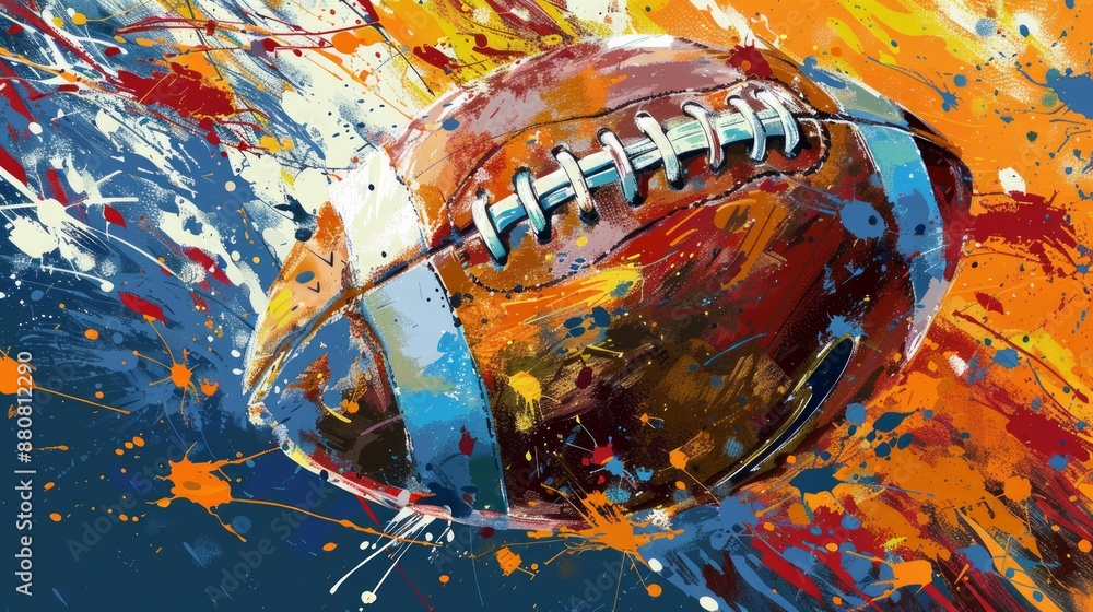 Wall mural American Football in Abstract Splash of Colors