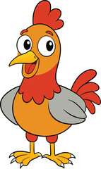 Happy chicken vector art design with white background for kids