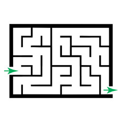 Illustration with simple labyrinth, maze conundrum for kids. Baby puzzle with entry and exit. Children riddle game.