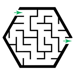 Illustration with simple labyrinth, maze conundrum for kids. Baby puzzle with entry and exit. Children riddle game.