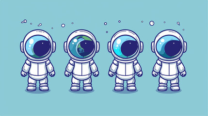 astronaut Icon, Funny  Cartoon Kawaii Character, Chibi Sticker Collection 