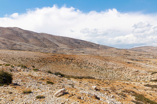 Mountain pass Kfar-zebian on the road from Beirut to Baalbek. Road leading into the desert and mountains. Republic of Lebanon
