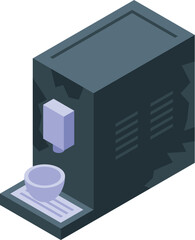 Modern coffee machine preparing delicious espresso with cup