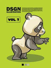 Illustration of a cute panda with a surprised expression is good for t-shirt designs, brand logo icons