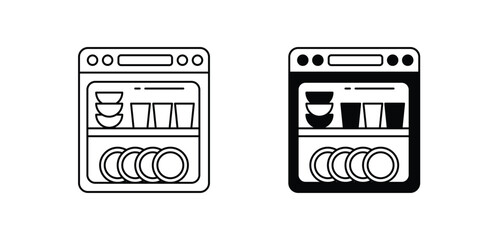dishwasher set icon with white background vector stock illustration