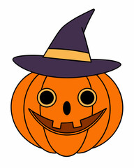 Spooky Halloween Pumpkin with Hat Silhouette Vector Art | Halloween Clipart for Decorations & Design