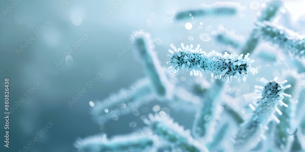 Poster bacteria designed to interact with digital information. concept bio-digital interaction, microbial e