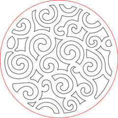 Vector silhouette illustration sketch, detailed drawing, decorative ornament, baground pattern, rosette, classic vintage ethnic carving