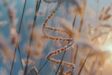 genetic engineering DNA molecule strands or genetic sequence, neutral color minimalist scientific illustration, gene manipulation in biotechnology