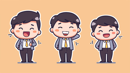 office worker or businessman Icon, Funny  Cartoon Kawaii Character, Chibi Sticker Collection 