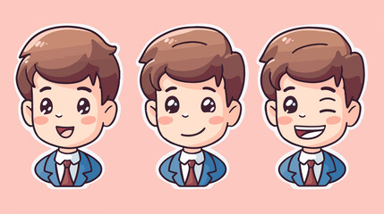 office worker or businessman Icon, Funny  Cartoon Kawaii Character, Chibi Sticker Collection 