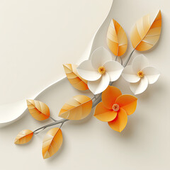 Elegant colorful with vibrant flower hanging branches illustration background. Bright color 3d...