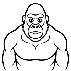 Stunning Gorilla Line Art Vector Illustration - Perfect for Cartoons, Clipart, and Design.