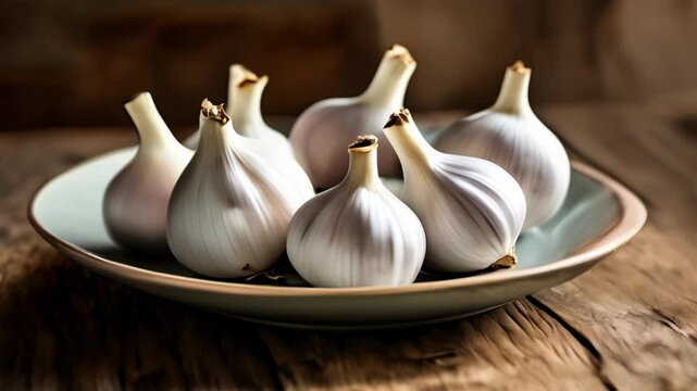  Fresh garlic bulbs in a bowl ready for culinary adventures