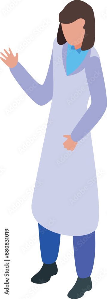 Poster scientist is standing and gesturing with one hand as if making a scientific presentation