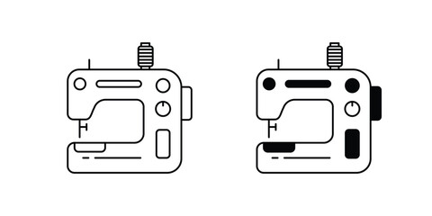 sweing machine set icon with white background vector stock illustration