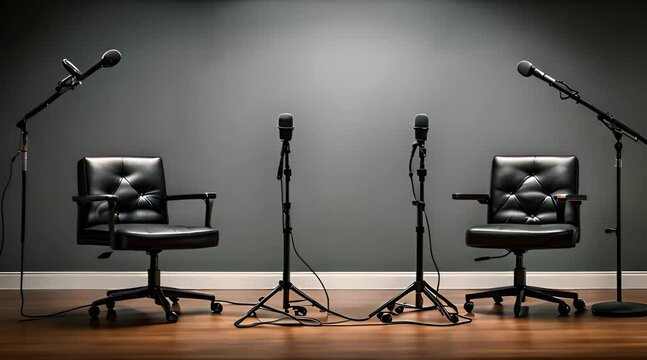Interview Setup with Chairs and Microphones