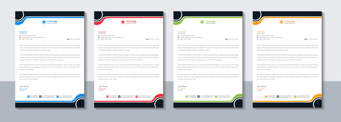 Modern business letterhead design, Corporate letterhead template, Office, Vector illustration.