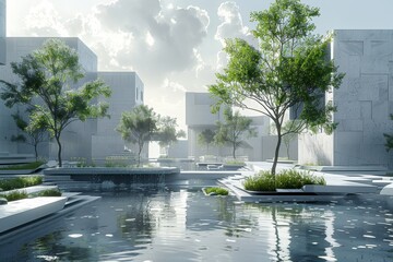 81 High-tech urban plaza with interactive elements, realistic, high resolution, very detailed