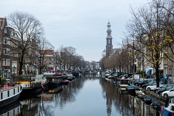 prinsengracht amsterdam with westertoren/westertower