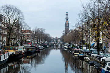 prinsengracht amsterdam with westertoren/westertower
