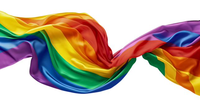 LGBTQ flag transparent, symbol of love and peace, freedom and tolerance.