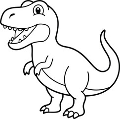 Tyrannosaurus Rex roaring vector line art