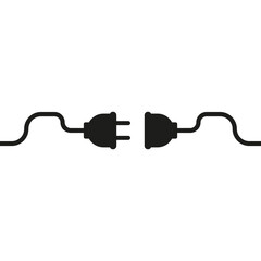 Electric Socket with Plug, Connection, Two Electric Cord Icon