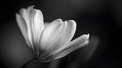 A white flower with a stem is the main focus of the image