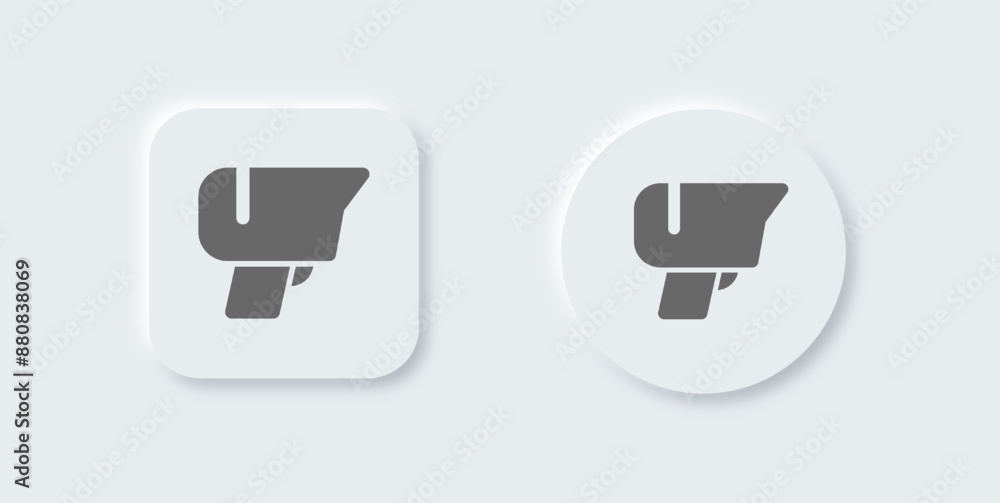 Poster barcode scanner solid icon in neomorphic design style. qr code signs vector illustration.